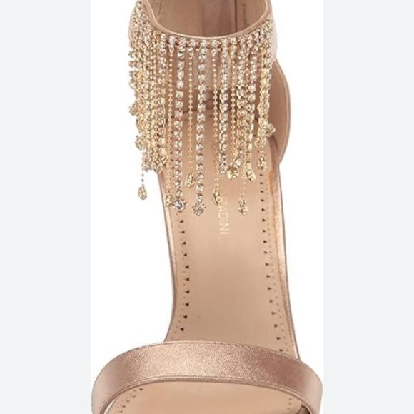 Adrienne Vitadini rose gold rhinestone fringe high heels - Picture 4 of 15